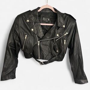 Ella Black Cropped Leather Jacket